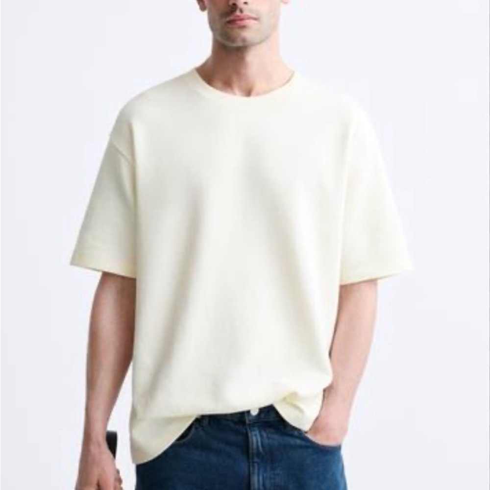 Zara Men’s Textured T-Shirt Bundle Bl/Cream S